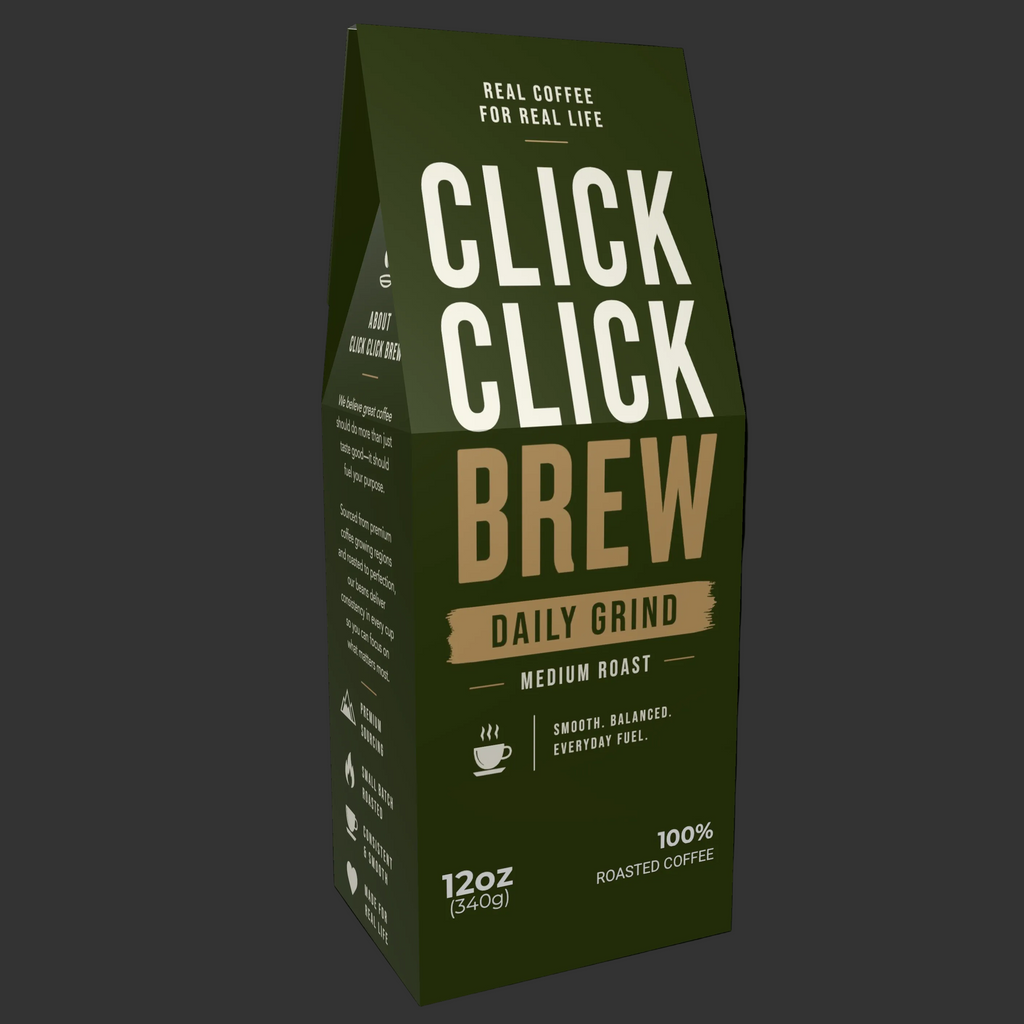 DAILY GRIND - A balanced medium-dark roast built for everyday routines, busy mornings, and the daily grind.
