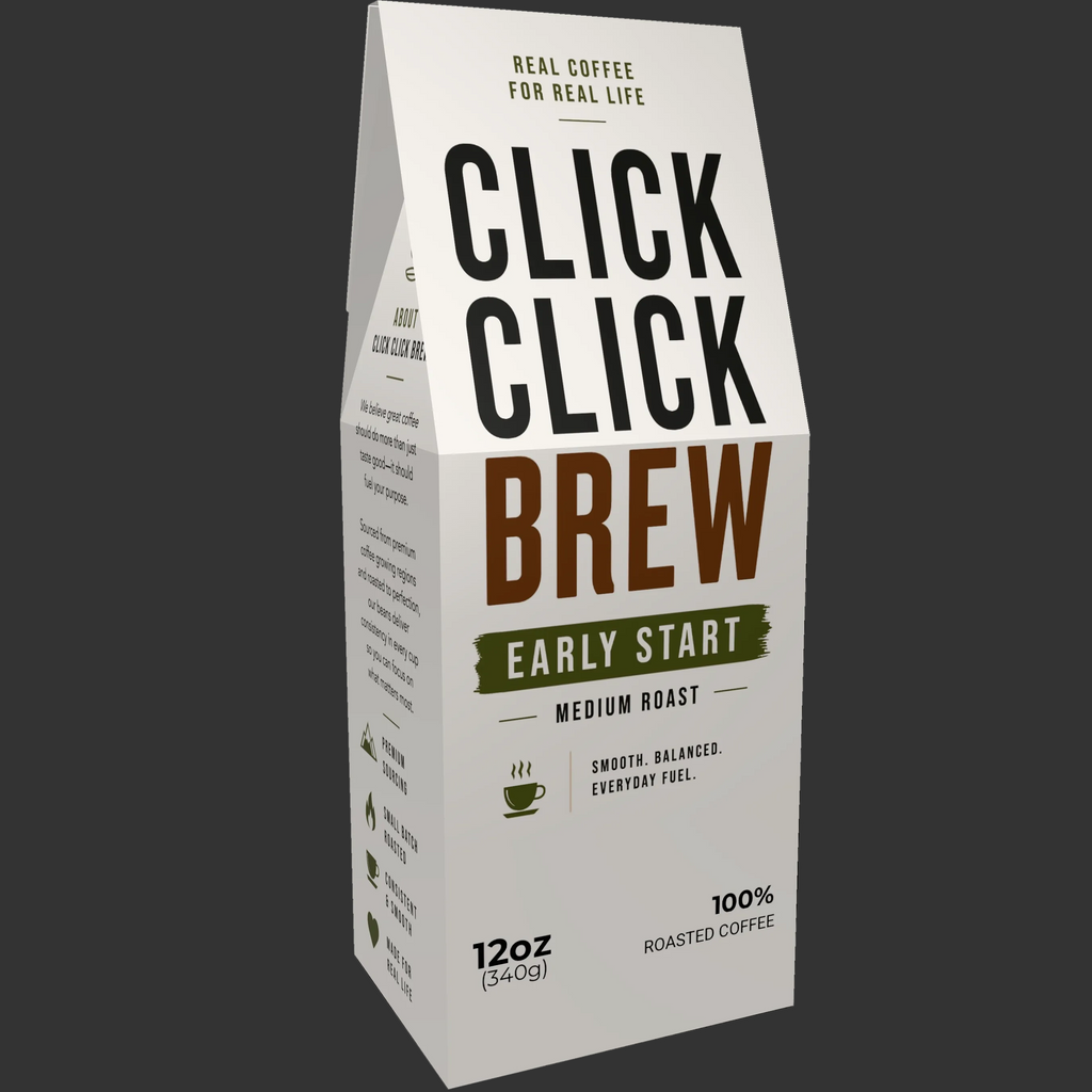 EARLY START - A smooth light/medium roast built for early mornings, fresh starts, and getting the day moving.