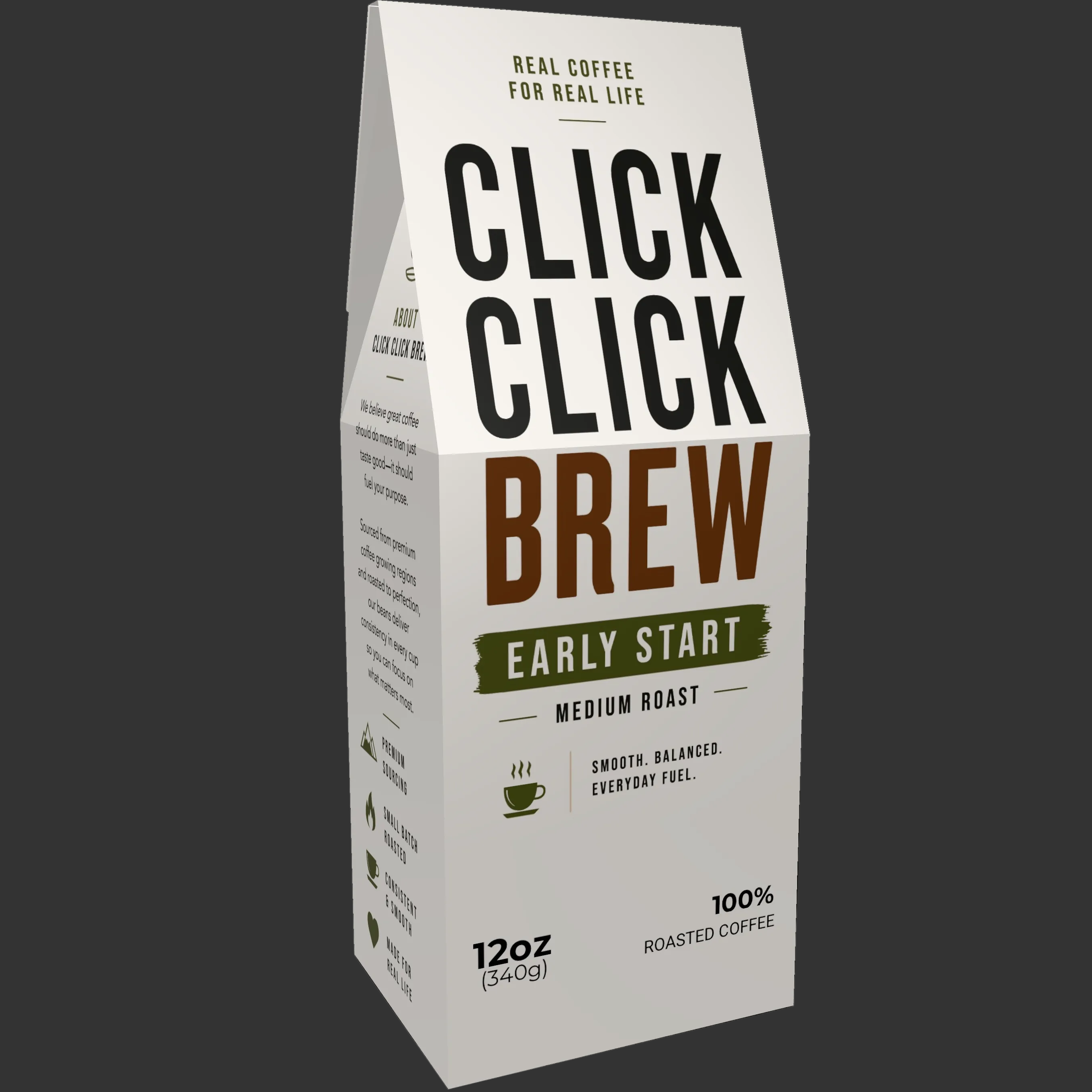 EARLY START - A smooth light/medium roast built for early mornings, fresh starts, and getting the day moving.
